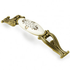 SETE Ручка-скоба ORNELLA096мм бронза с керамикой, золотой рисунок RM-ORNELLA96-04