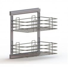 Выдвижная рама с корзинами, 2 уровня, бок. крепеж 285х475х515, хром