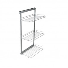 Выдвижная рама с полками под обувь, 3 уровня, бок. крепеж 315х480х1015, хром