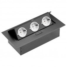 SETE Удлинитель настольный встраиваемый, 3 гнезда, ЧЕРНЫЙ, с кабелем SBT-3C-20