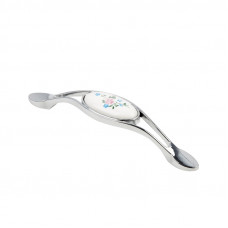 Ручка-скоба с фарфором SF08-08 128мм хром