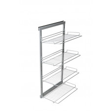 Выдвижная рама с полками под обувь, 4 уровня, бок. крепеж 315х480х1015, хром