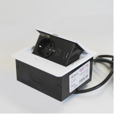 SETE Удлинитель SBT-1UCT-10 встраив.,1 гнездо, 1USB, 1 type C, БЕЛЫЙ, с кабелем