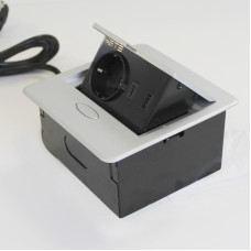 SETE Удлинитель SBT-1UCT-80 встраив.,1 гнездо, 1 USB, 1 type C, CЕРЫЙ, с кабелем