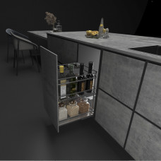 Выдвижная 3-х уровневая корзина LINA UNIHOPPER 400мм, серая, с доводчиком