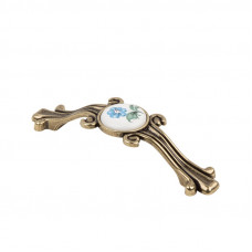 Ручка-скоба с фарфором SF07-07 96мм оксидированная бронза