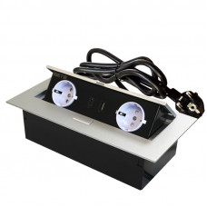 SETE Удлинитель SBT-2UCT-80 встраив.,2 гнезда, 1 USB, 1type C, CЕРЫЙ,с кабелем