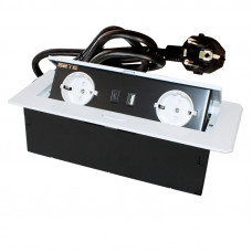 SETE Удлинитель SBT-R2UCT-10 встраив.,2 гнезда,1 USB, 1 type C, БЕЛЫЙ,с кабелем