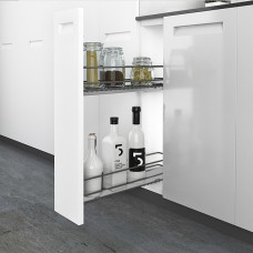 Выдвижная корзина UNIHOPPER левая в базу 150мм, с разделителями, серая, с доводчиком