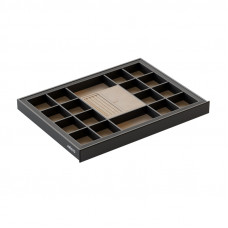 Полка для аксессуаров выдвижная 664х464х65 металл Черный, экокожа Серый