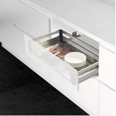 Выдвижная корзина для посуды 3 борта, направл. нижние, в модуль 600мм (сталь)